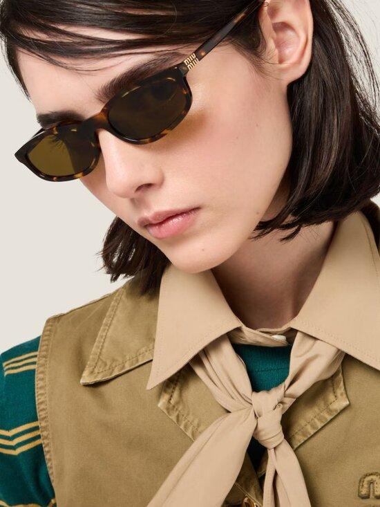 Miu Miu Women Sunglasses Havana Brown Rectangle MUA06S 14L09Z NEW AUTHENTIC